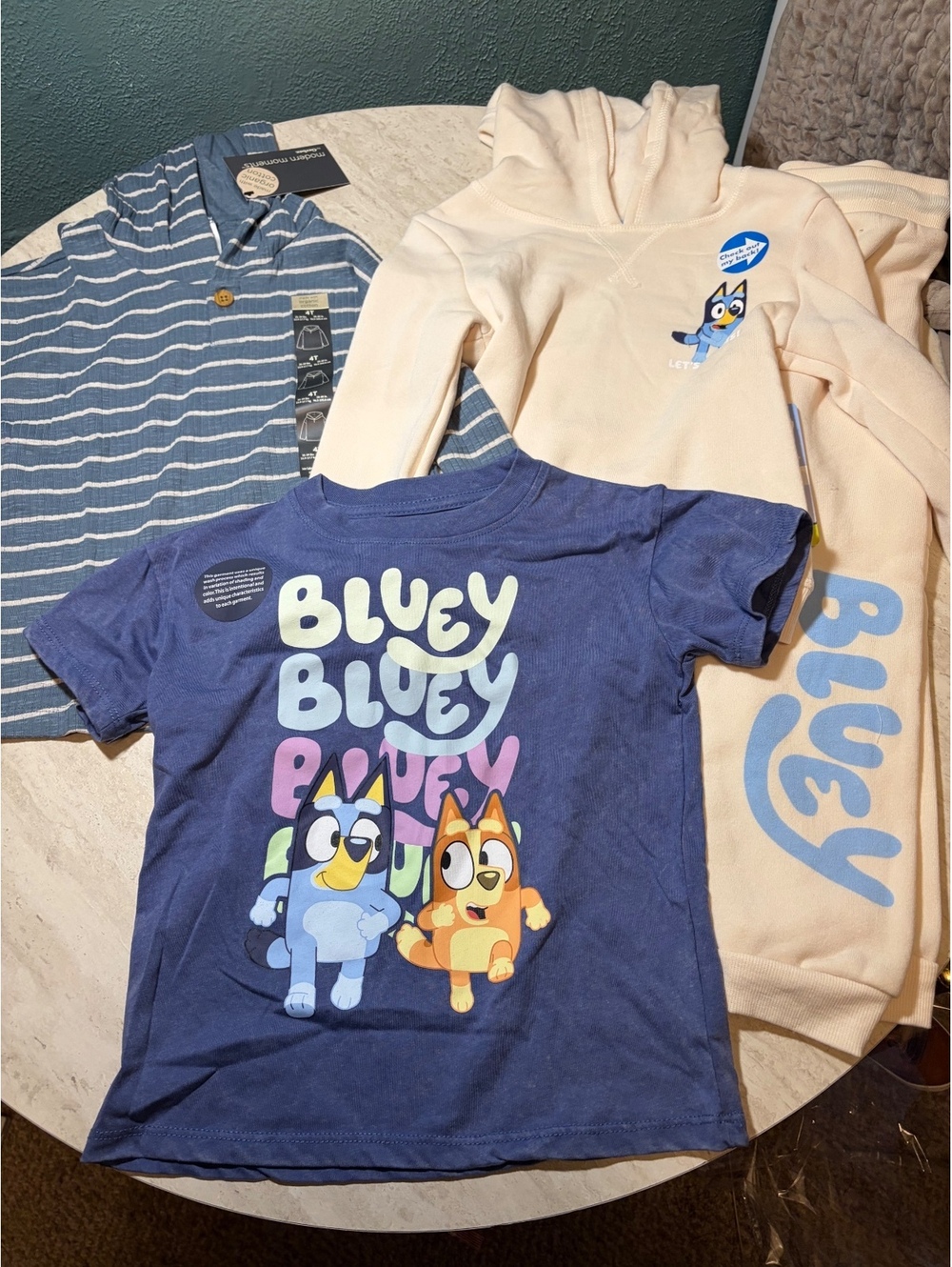 Size 4T Bluey Boys' Sweatshirt and Hoodie Set with Hooded Top and Graphic Tee